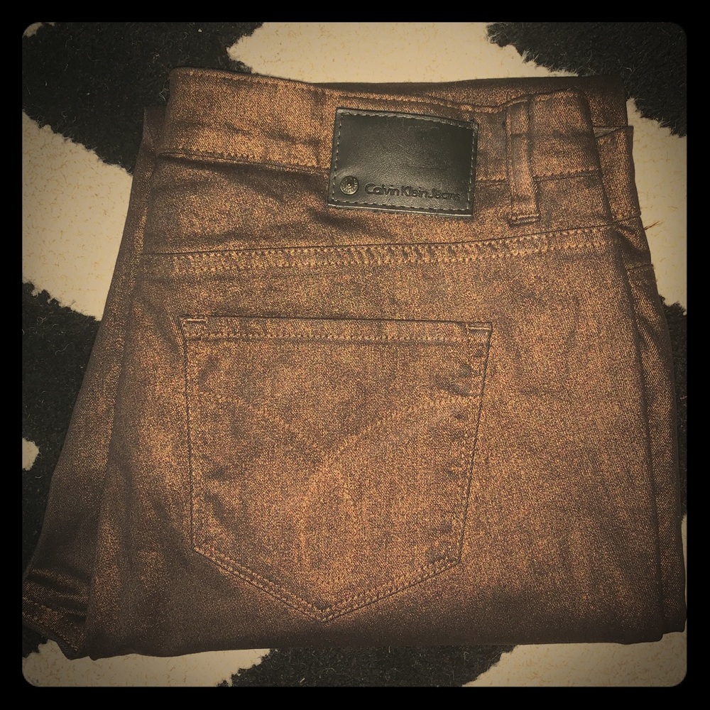 Metallic/glittery skinny jeans